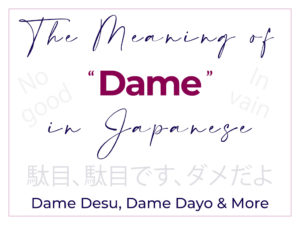 The Meaning of “Dame” in Japanese (Dame Desu, Dame Dayo ...